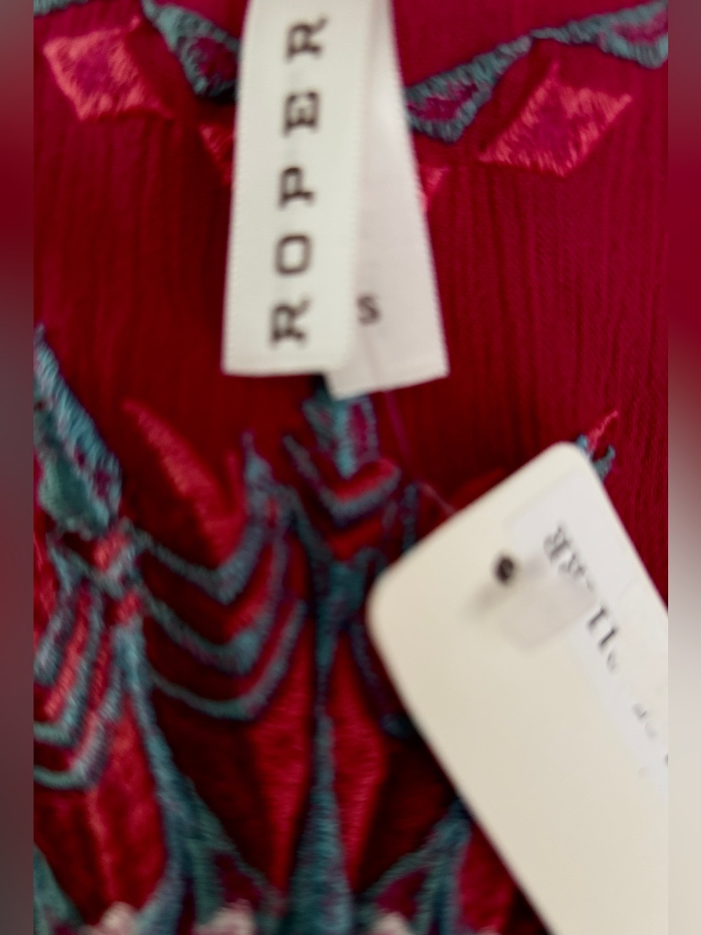 Roper Fuchsia Short Sleeve Cardigan with Skull & Feather Embroidery, Retail $65 - Picture 9 of 9